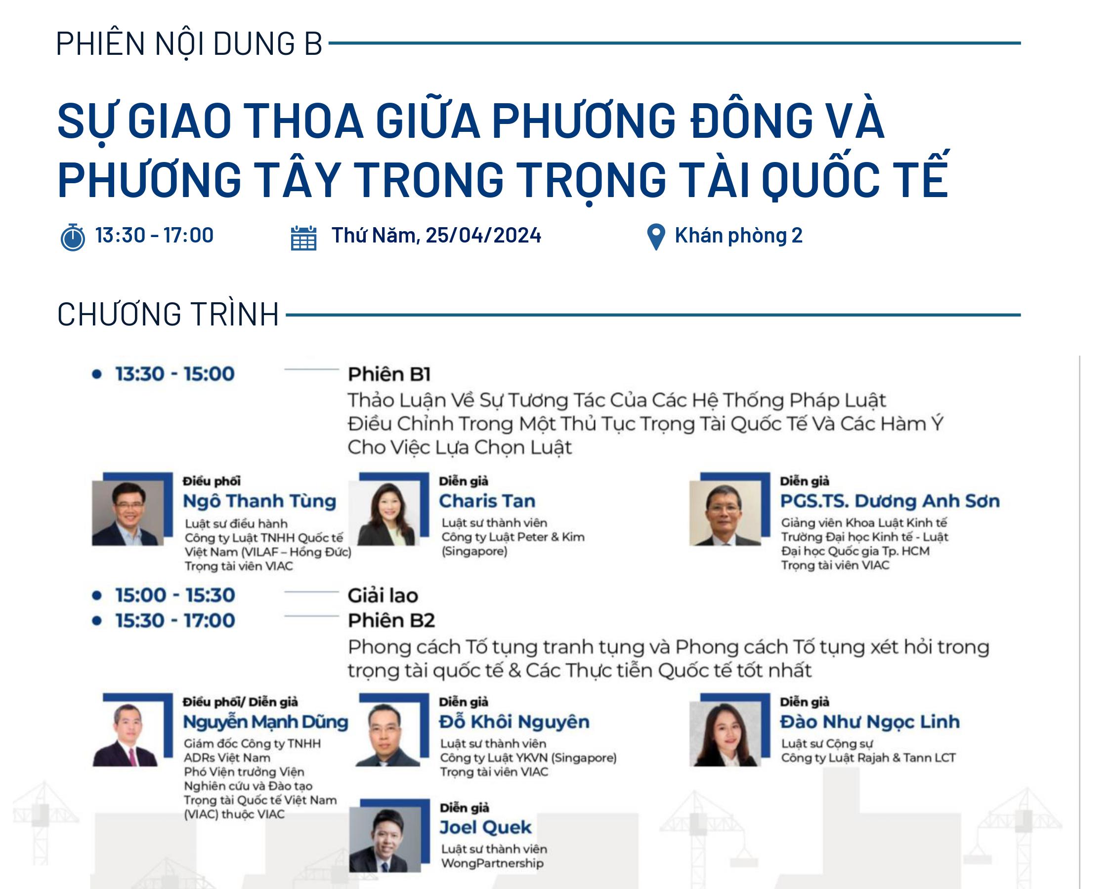[HICAC 2024] Phiên nội dung B: Sự Giao thoa giữa Phương Đông và Phương Tây trong Trọng tài Quốc tế (Sự kiện do VIAC điều phối)